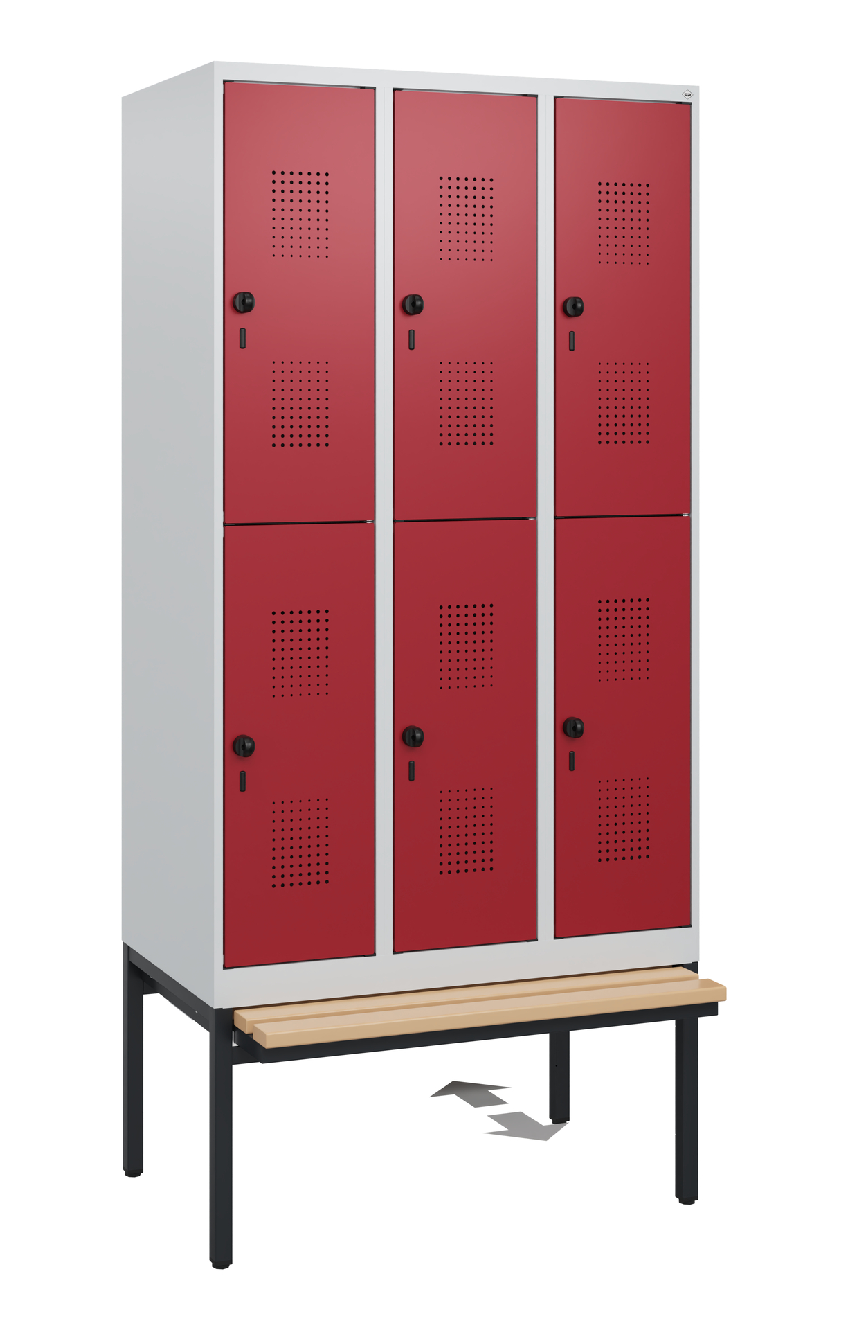 C+P Doppelstöckiger Spind Evolo PLUS, 6 Fächer, 1950x900x815mm