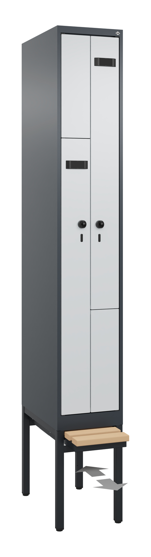 C+P Z-Spind Evolo PLUS, Bank, 2 Fächer, 2120x300x815mm
