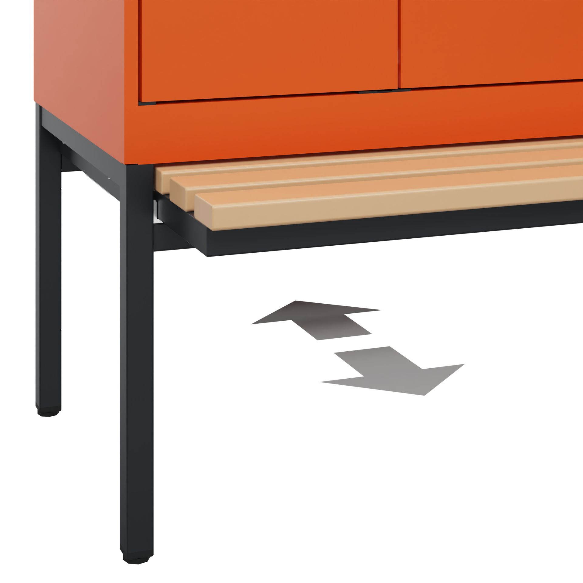 C+P Schwarz-Weiß-Spind Evolo PLUS, Bank, 4 Abteile, 2120x1200x815mm