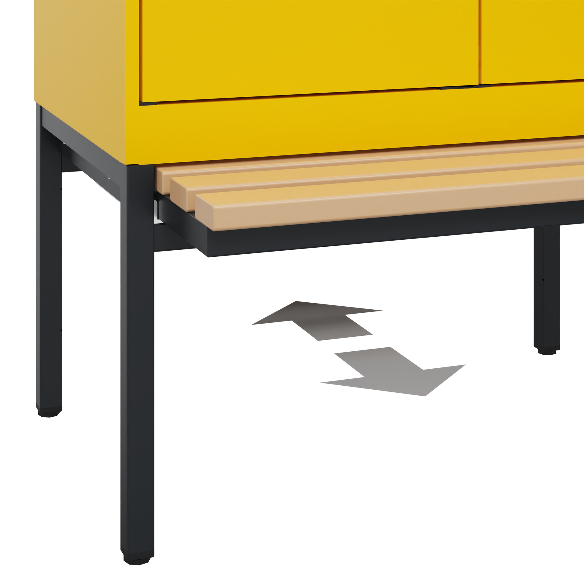 C+P Schwarz-Weiß-Spind Evolo PLUS, Bank, 2 Abteile, 2120x800x815mm