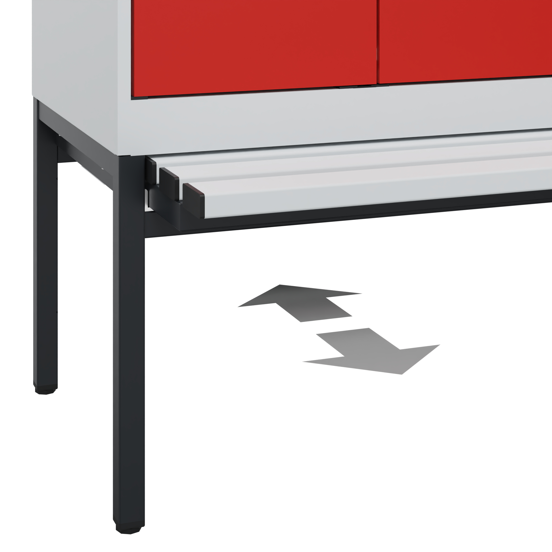 C+P PSA Schwarz-Weiß-Spind Evolo PLUS, Bank, 2 Abteile, 2120x600x815mm