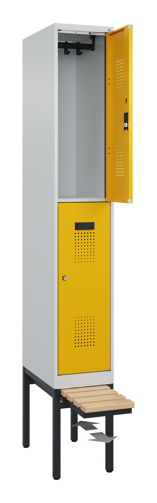 C+P Doppelstöckiger Spind Evolo PLUS, 2 Fächer, 2120x300x815mm