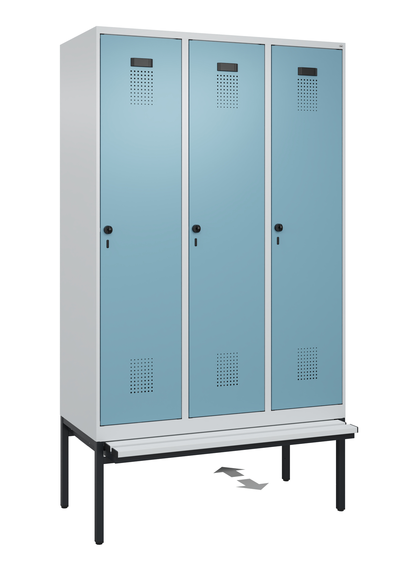 C+P Spind Evolo PLUS, Bank, 3 Abteile, 2120x1200x815mm